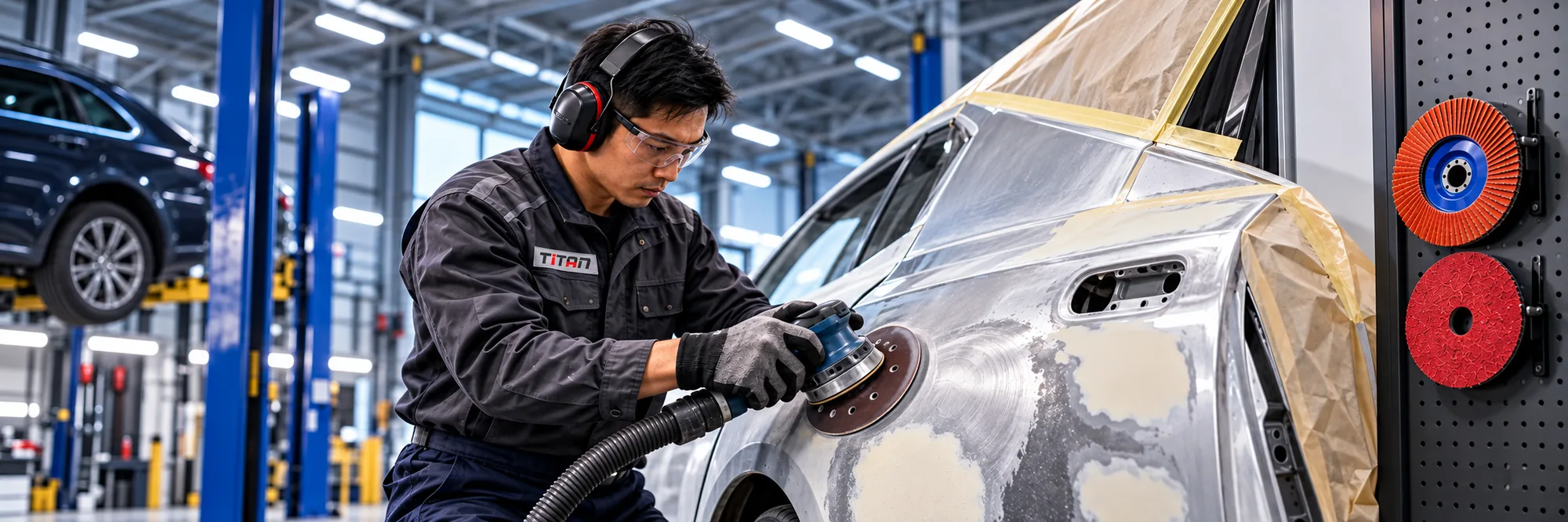 Đĩa chà nhám trong xưởng bảo dưỡng ô tô