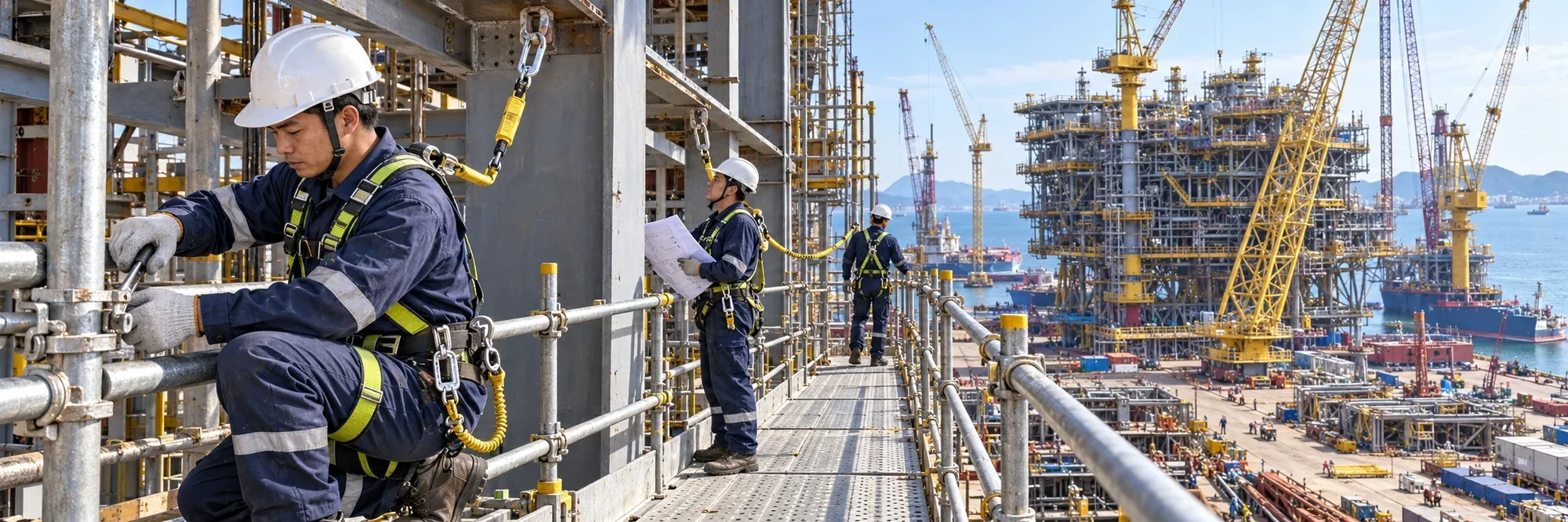 Trang cụ an toàn trên công trường thi công giàn khoan dầu khí