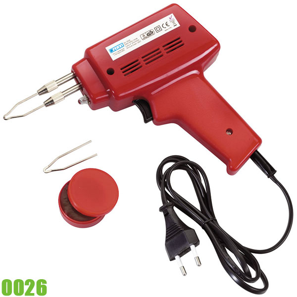 Súng hàn FERVI 0026, sử dụng điện lưới 230 V 50 Hz, 100W