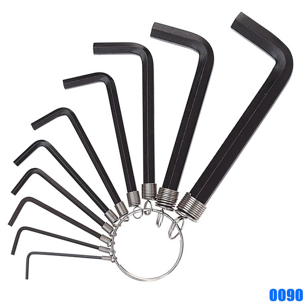 Bộ lục giác 0090, 10 cây từ 1,5 - 10mm, kiểu móc khóa.  Fervi Italia