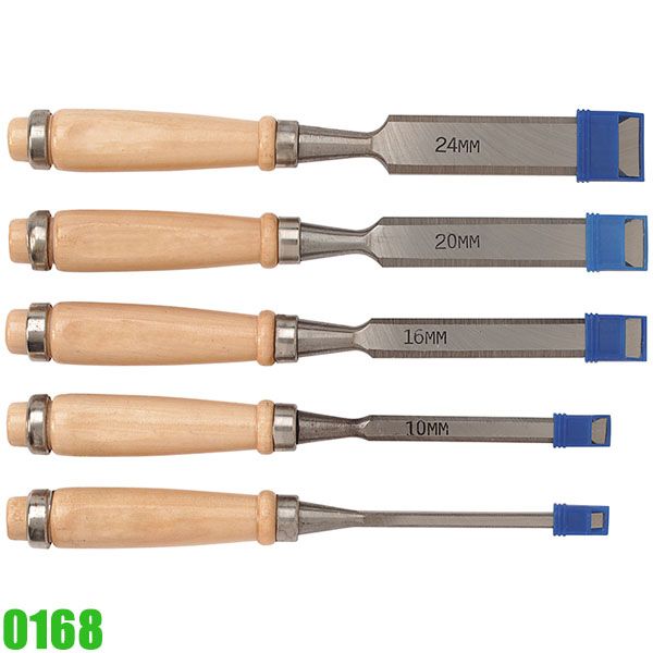 Bộ đục gỗ lưỡi dẹp FERVI 0168, gồm 5 chi tiết 6-24mm.