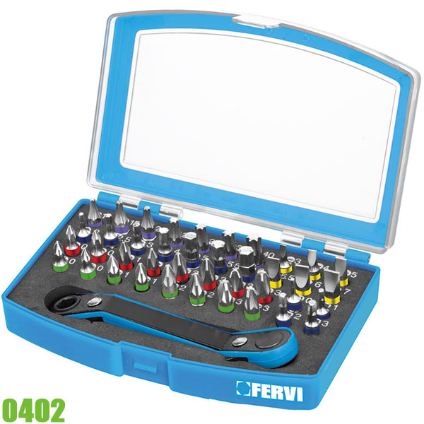 Bộ đầu vít đa năng FERVI 0402, 41 chi tiết, lục giác 1/4"