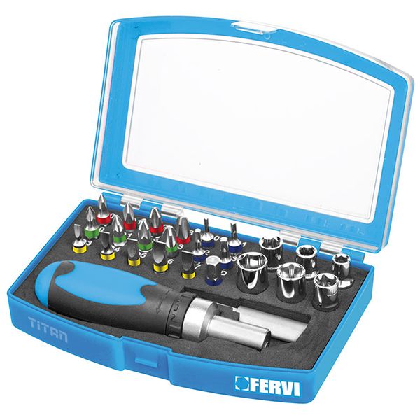 Bộ đầu vít đa năng FERVI 0403, 26 chi tiết, vuông 1/4"
