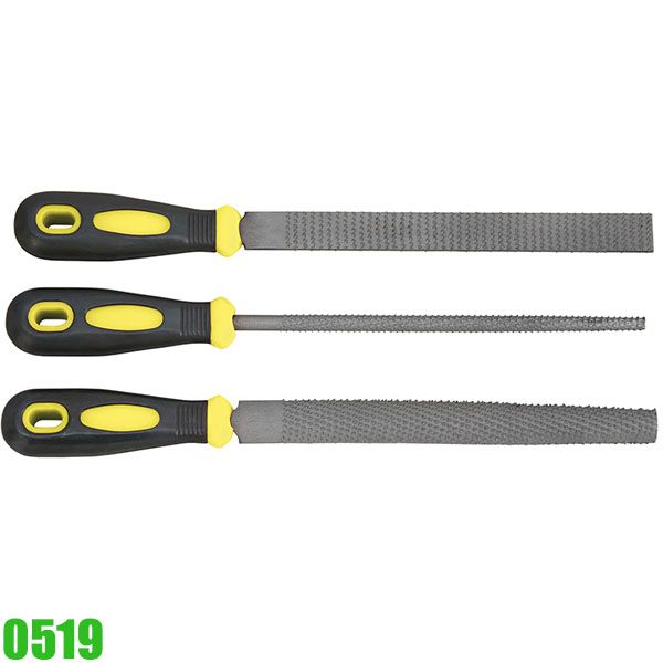 Bộ giũa gỗ 0519, cán nhựa 3 cây dài 200mm FERVI Italia