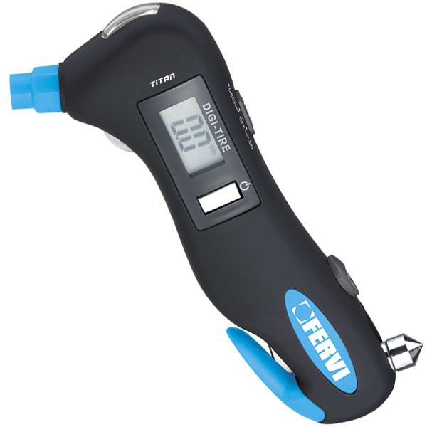 Dụng cụ đo áp suất lốp xe FERVI 0543, hiển thị số 0.21÷10.34 bar