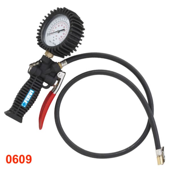 Tay bơm lốp xe 0609, có đồng hồ áp suất vỏ FERVI Italia
