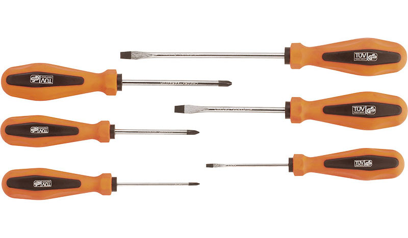 Bộ tua nơ vít 3 cây 2 cnahj và 3 cây 4 cạnh, Cr-Mo. FERVI Italia