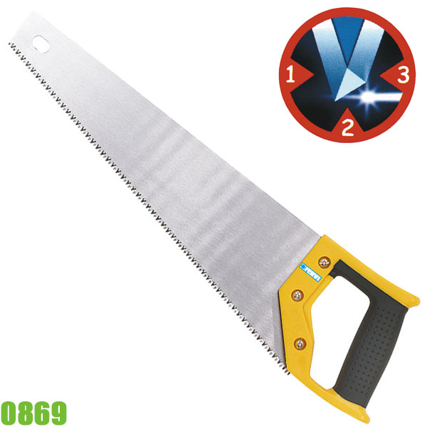 Cưa cầm tay 0869, lưỡi 3 cạnh, dài 400 mm, cán bọc nhựa