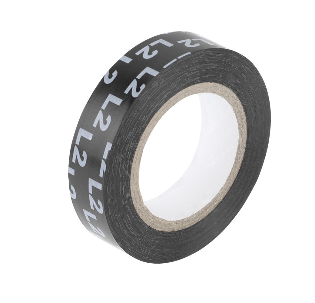 Băng cách điện nhận diện pha, đen, RAL 9011, L2, 15 mm x 10 m thumbnail 2