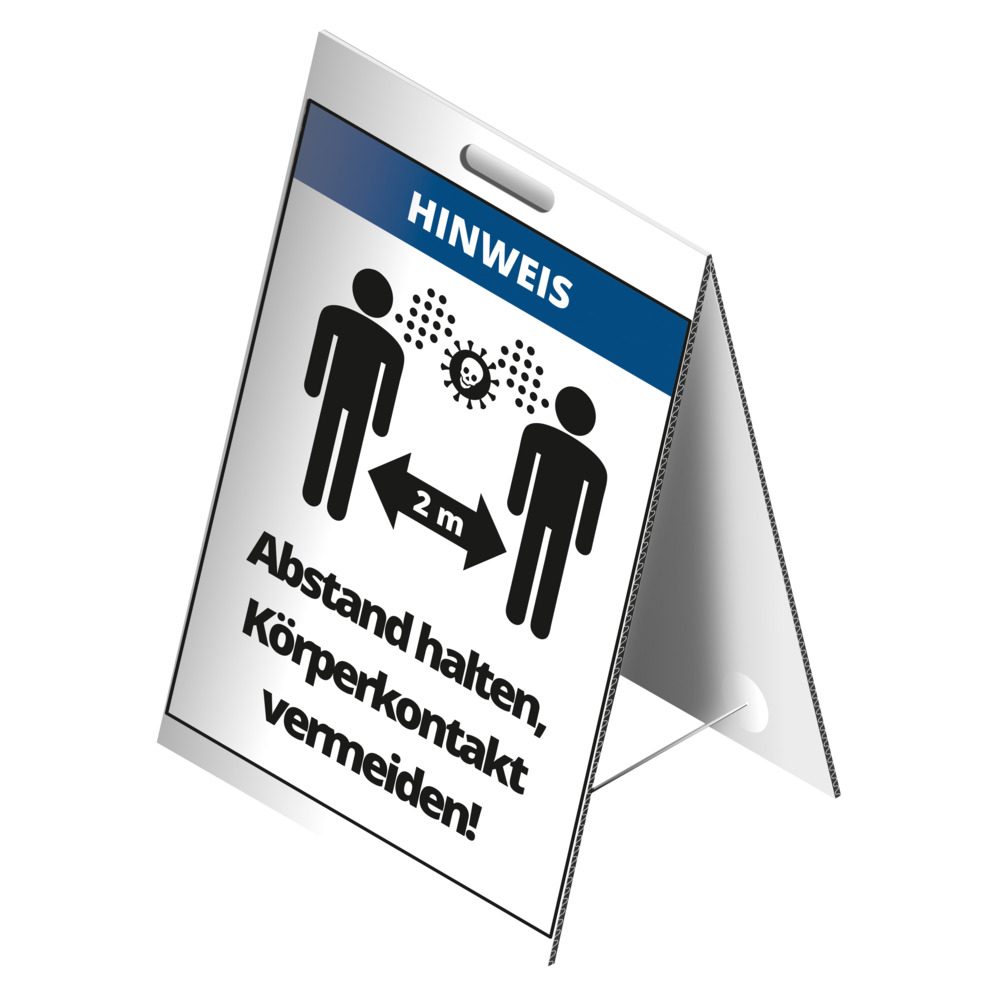 Biển báo trên mái "Giữ khoảng cách, tránh tiếp xúc!"