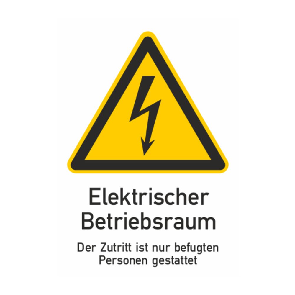 Biển cảnh báo cho kỹ thuật điện, tự dính, văn bản: "Phòng điều hành điện..."