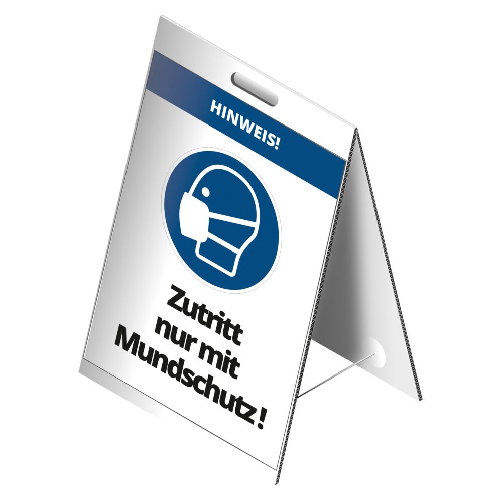 Biển hiển thị trên mái "Chỉ vào cửa với khẩu trang!"