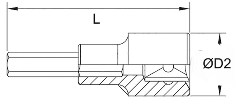 Đầu tuýp lục giác 4-19mm BN413Nx, vuông 1/2". Dài 55 mm
