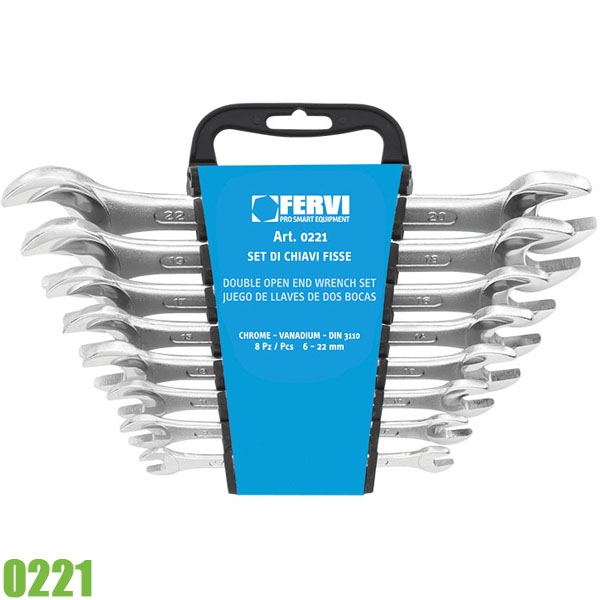 Bộ cờ lê 2 đầu miệng FERVI 0221, 8 cây size 6 ÷ 22 mm