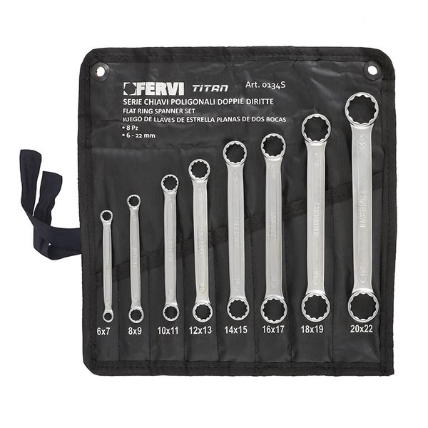 Bộ cờ lê FERVI 0134S, 2 đầu vòng 8 cây 6-22mm, chuẩn DIN 837
