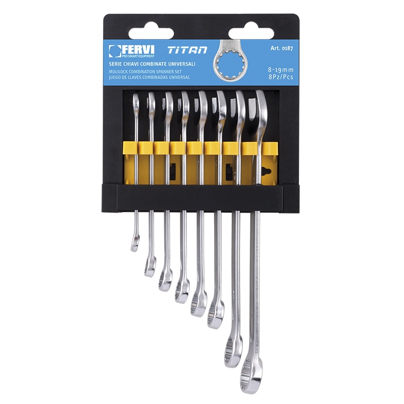 Bộ cờ lê vòng miệng FERVI 0187, 8 cây 8-19mm, nhập từ Italia