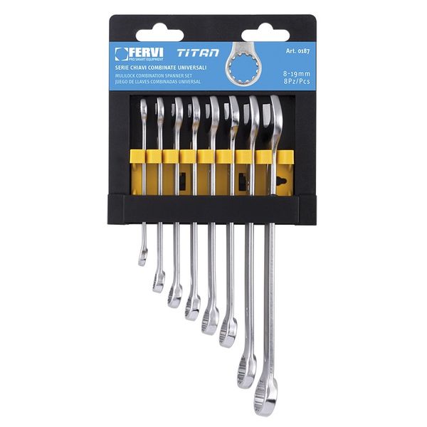 Bộ cờ lê vòng miệng FERVI 0187, 8 cây 8-19mm, nhập từ Italia