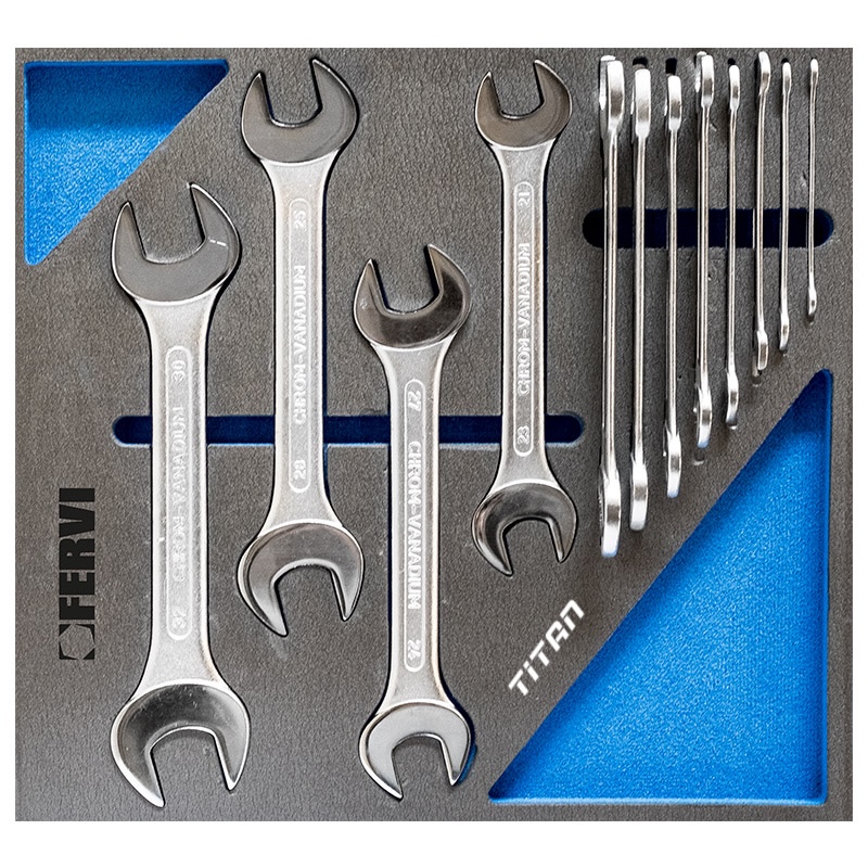 Bộ cờ lê 2 đầu miệng FERVI TM01/005, 12 chi tiết