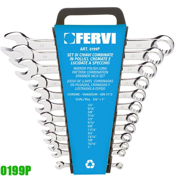 Bộ cờ lê vòng miệng FERVI 0199P hệ inch gồm 13 chi tiết