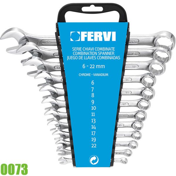 Bộ cờ lê vòng miệng FERVI 0073, gồm 12 chi tiết, size 6-22