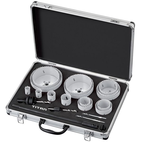 Bộ cưa lỗ  FERVI 0712/010 gồm 21 chi tiết bằng thép gió HSS M3