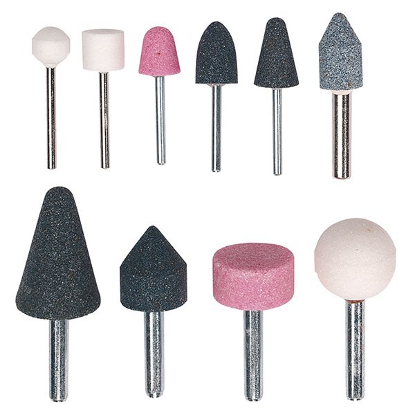 Bộ 10 đá mài góc cạnh FERVI 0163, cho máy mài Ø 3-6mm