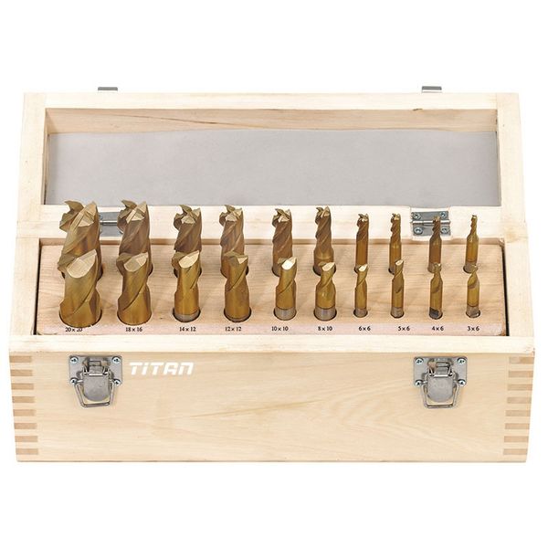 Bộ dao phay ngón FERVI F001/20 bằng thép gió phủ TiN