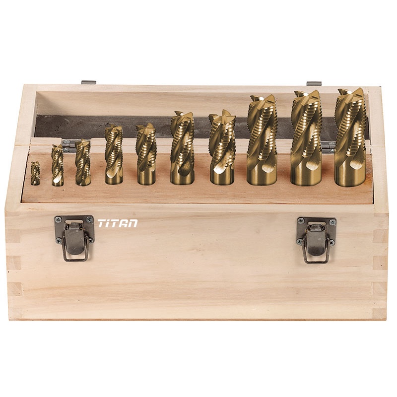 Bộ dao phay ngón taro FERVI F001/10, thép gió phủ TiN