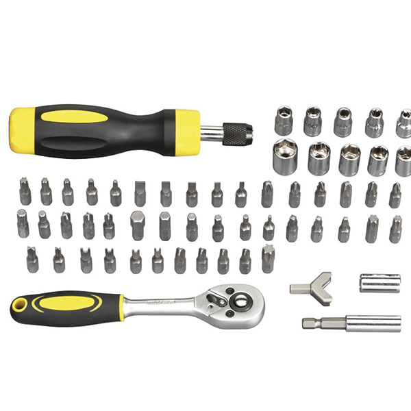 Bộ đầu vít và đầu tuýp FERVI 0277, 58 chi tiết, chuôi lục giác 1/4 inch thumbnail 2