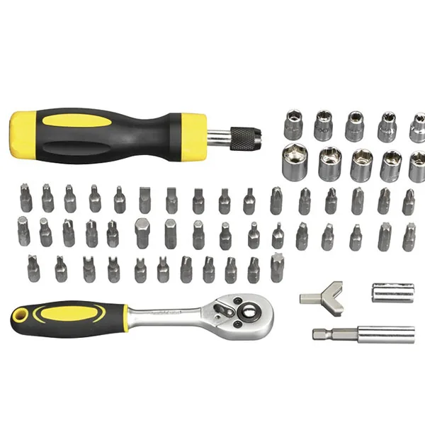 0277 Bộ đầu tuýp và đầu vít 58 món gồm tay vặn và cần tự động, chuôi 1/4 inch FERVI