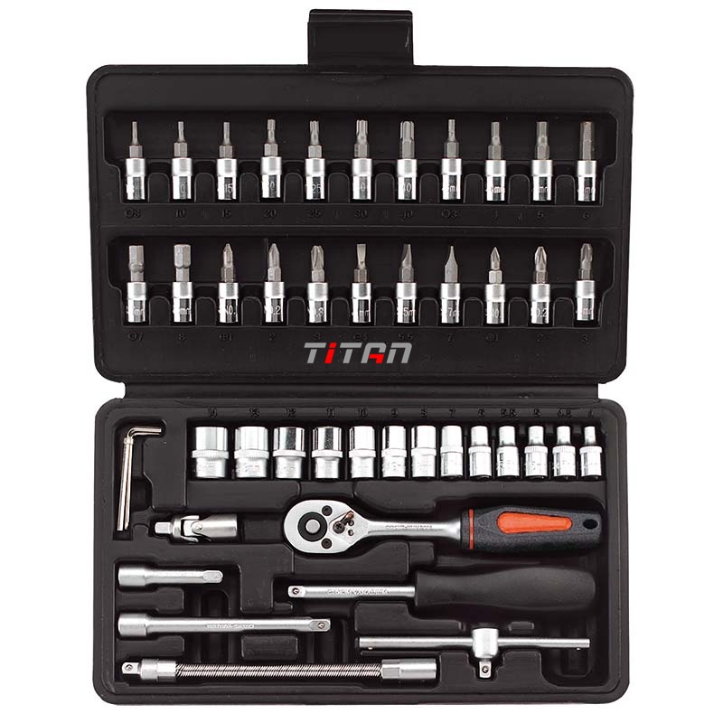 Bộ đầu tuýp vít FERVI 0624 gồm 46 chi tiết kết hợp, vuông 1/4 inch