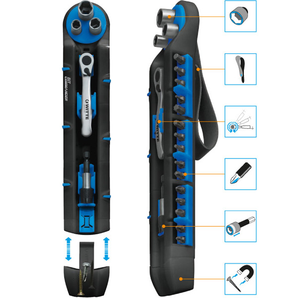 Bộ đầu vít, tuýp đa năng 28035, 35 chi tiết khuôn đựng nhựa WITTE thumbnail 2