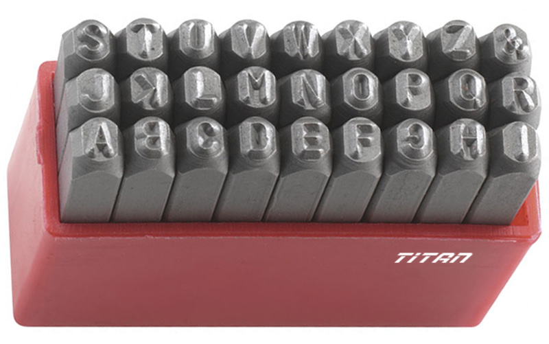 Bộ đục chữ FERVI P012L, bao gồm 27 ký tự, độ cứng 58-60HRC