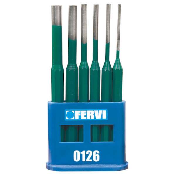 Bộ đục tròn 6 cây FERVI 0126, đóng chốt, song song, thân bát giác