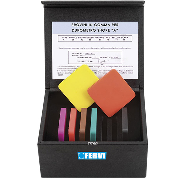 Bộ khối chuẩn FERVI P013 kiểm tra độ cứng Shore A, phạm vi 26-88 HA
