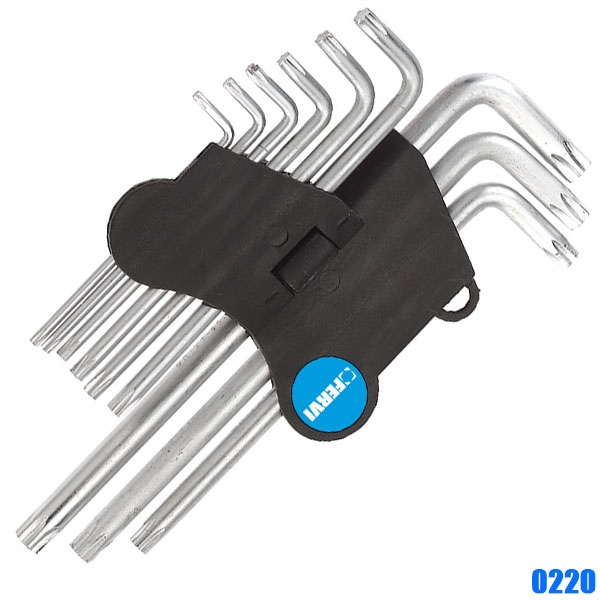 Bộ lục giác đầu sao Fervi 0220 gồm 9 cây size từ T10 đến T50 DIN 911