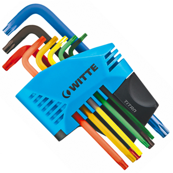 Bộ lục giác sao WITTE 45056, 8 cây loại ngắn, bọc lớp phủ màu