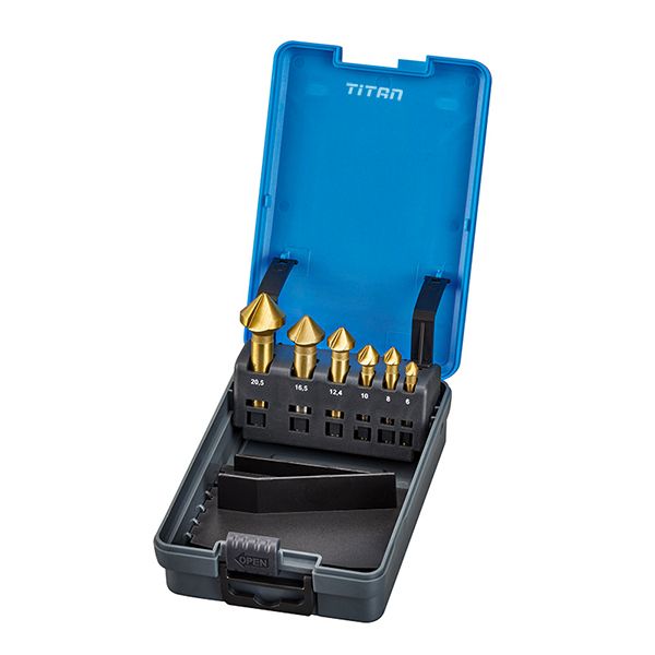 Bộ mũi doa lỗ hợp kim FERVI S001, 6 chi tiết Ø8-20,5 mm, góc 90°