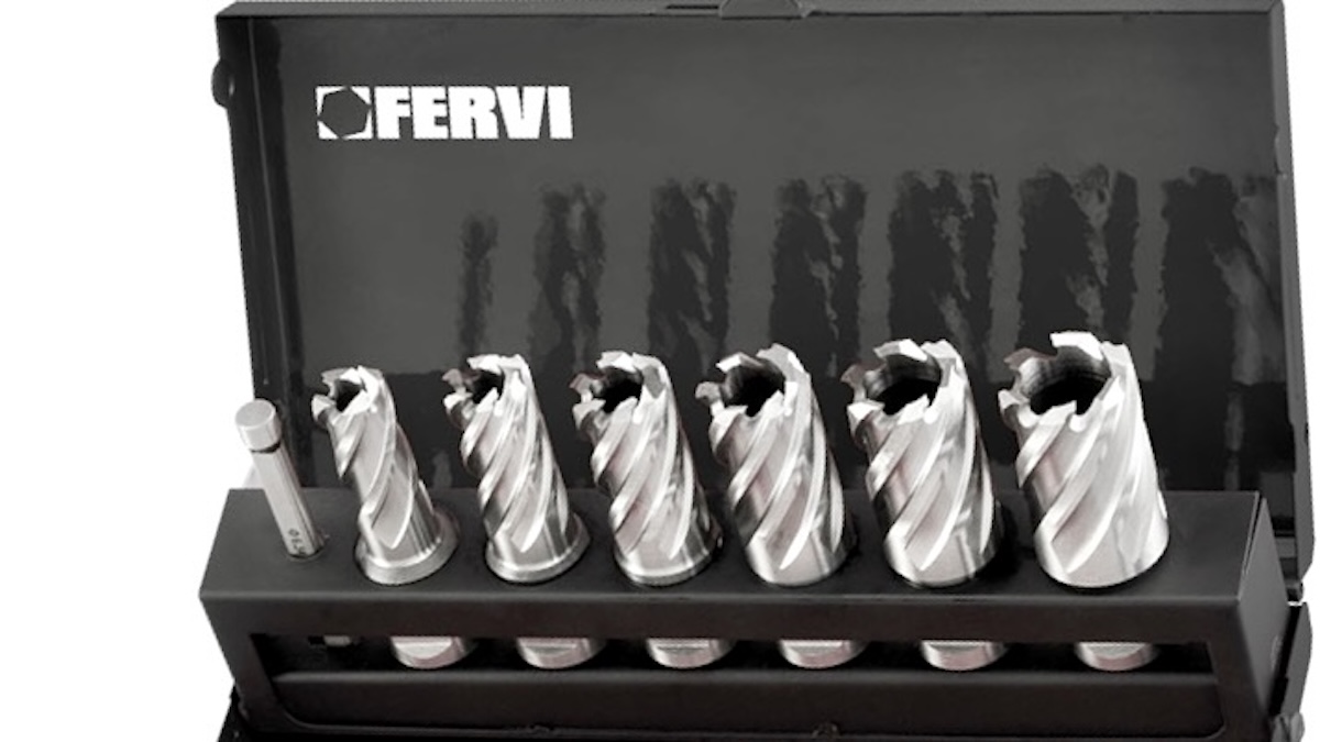 Bộ mũi khoan từ FERVI F011/6, thép gió HSS gồm 7 mũi Weldon