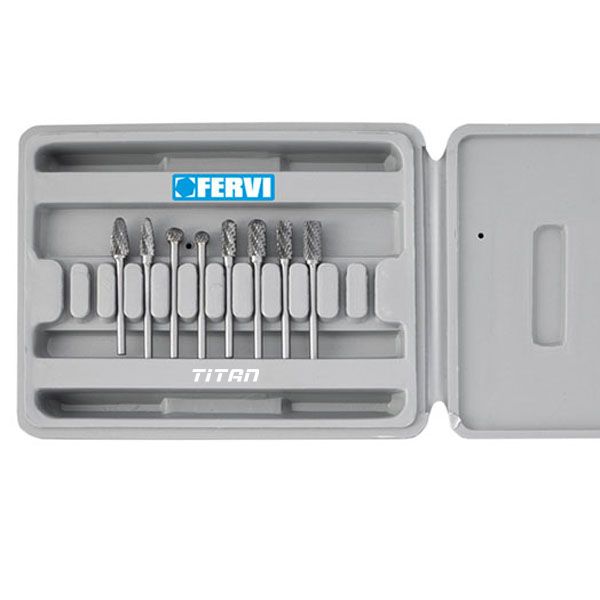 Bộ mũi mài hợp kim FERVI F008/3, gồm 8 mũi, chuôi Ø3mm