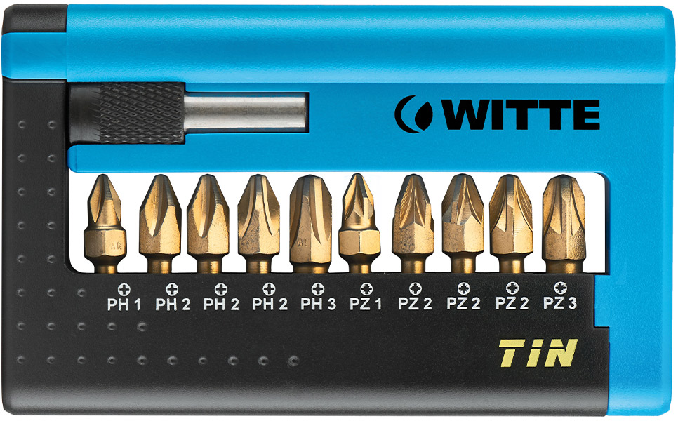 28463 Bộ mũi vít phủ Titan cầm tay 10 mũi bake, hoa thị Maxx WITTE