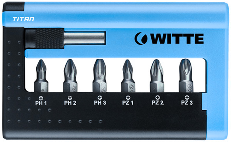 Bộ mũi vít WITTE 33400, gồm 7 chi tiết PH và PZ