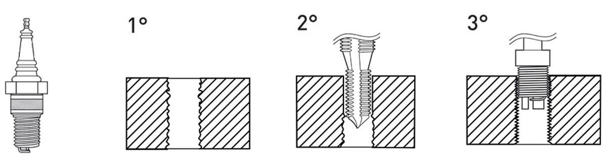 Bộ sửa ren hỏng cho bugi đánh lửa M6-M14, FERVI E011-MxC