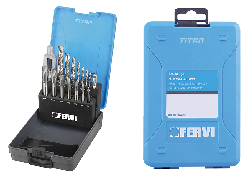 Bộ taro ren trong M015S, từ M3-M8 kèm mũi khoan 15 món