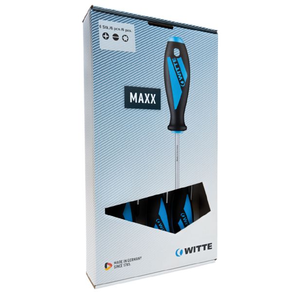 Bộ tua vít WITTE 653754 gồm 06 cây 2 dẹt, 2 bake và 2 hoa thị