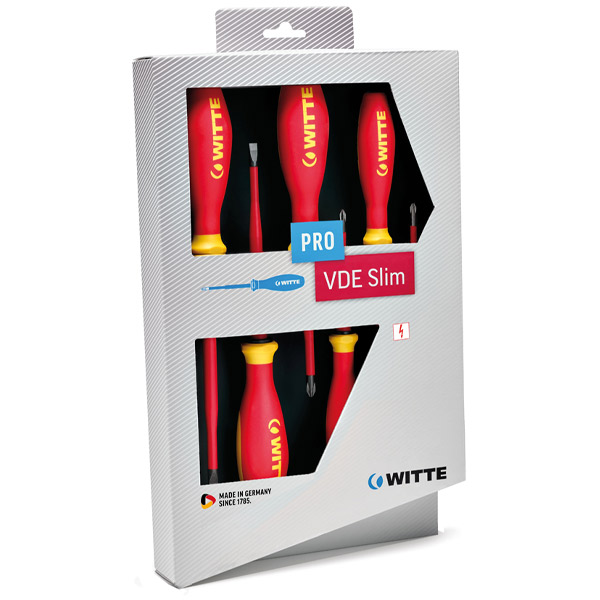 Bộ tua vít cách điện WITTE 670083, 06 cây 4 dẹt, 2 hoa thị