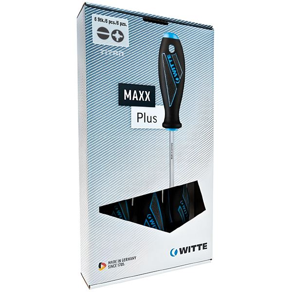 Bộ tua vít 6 cây dẹt và hoa thị WITTE 663863, dòng MAXX PLUS