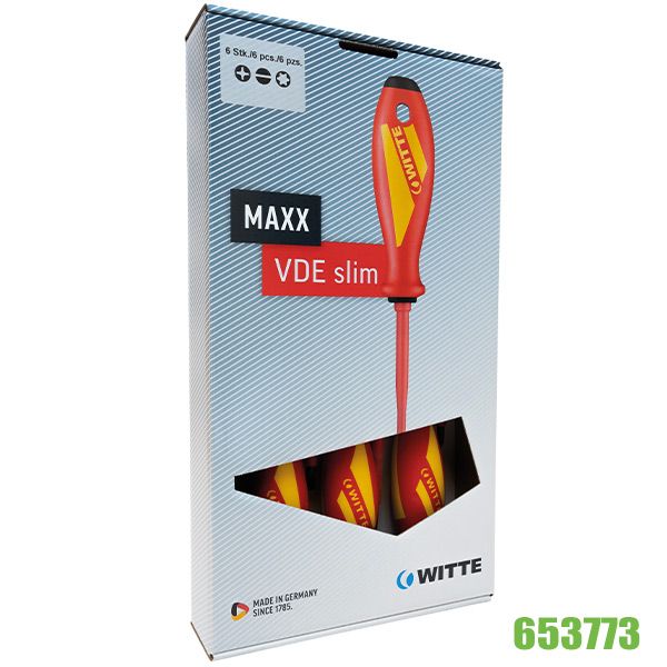 Bộ tô vít 6 cây 653773, cách điện 1000V thân mảnh Maxx Slim