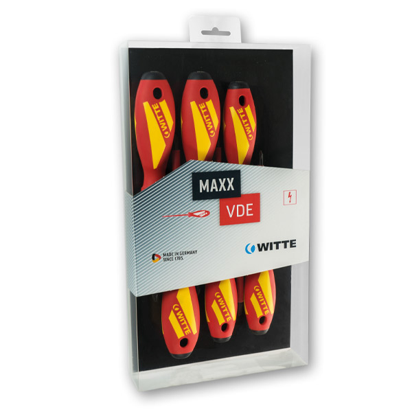 Bộ tua vít cách điện WITTE 653744 gồm 05 cây, 03 dẹt và 02 hoa thị