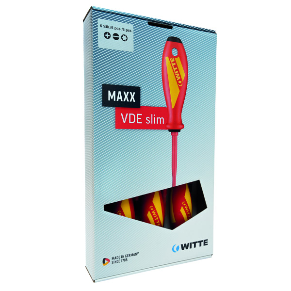 Bộ tua vít cách điện WITTE 653772 gồm 05 cây, 3 dẹt và 2 hoa thị